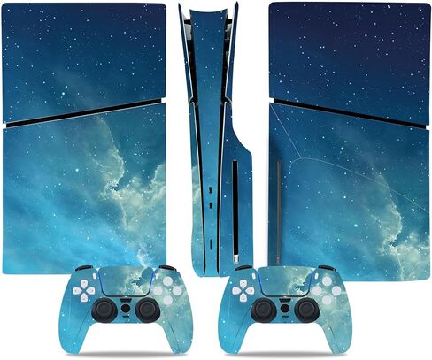 Skin Sticker for PS5 Slim Disc Edition, Protective Cover Wrap Vinyl Decal for Game Console and Wireless Controller (Grey) in Kuwait