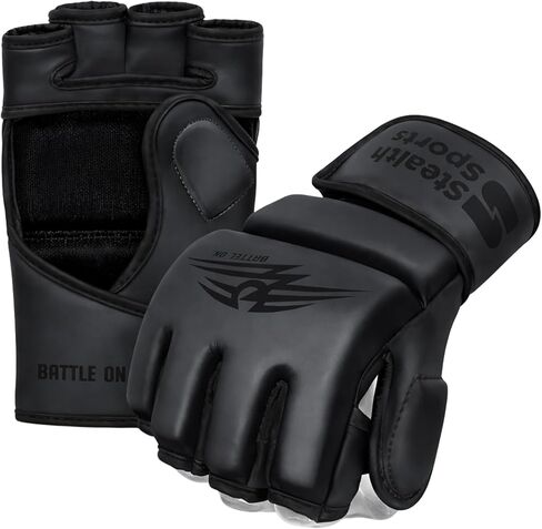 قفازات MMA للرجال والنساء بسمك 12 ملم - قفازات جلدية من البولي يوريثان مفتوحة النخيل الملاكمة التايلاندية وكيس اللكم وحقيبة الملاكمة وتدريب قفص القتال وقفازات الفنون القتالية in Kuwait