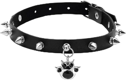 فاسق جلدية المختنق قلادة القوطية الأسود مسنبل المختنق طوق للنساء هالوين الجمجمة حلي مجوهرات تأثيري القوطية الملحقات in Kuwait