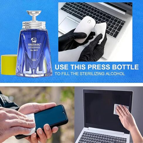 DIYPHONE 5 Oz /150ml Glass Push Down Pump Dispenser Bottle with Cap Push Down Glass Empty Pump Dispenser Pump Alcohol Dispenser Alcohol Bottle for Nail Polish Alcohol Makeup Remover Phone Cleaning in Saudi Arabia