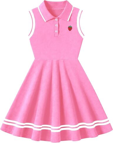 Girl's Sleeveless Dress Sport Polo Dress Cute Pattern Casual Outfits Sundress for Kids 2-7 in Kuwait