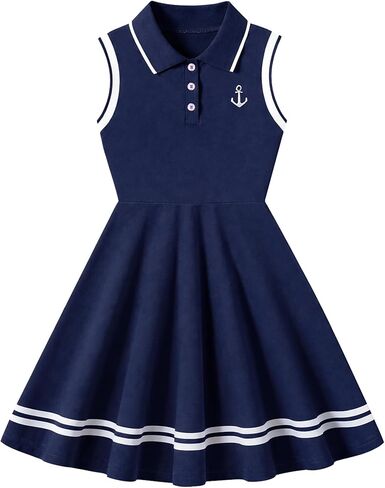 Girl's Sleeveless Dress Sport Polo Dress Cute Pattern Casual Outfits Sundress for Kids 2-7 in Saudi Arabia