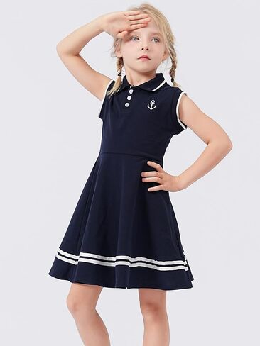 Girl's Sleeveless Dress Sport Polo Dress Cute Pattern Casual Outfits Sundress for Kids 2-7 in Saudi Arabia