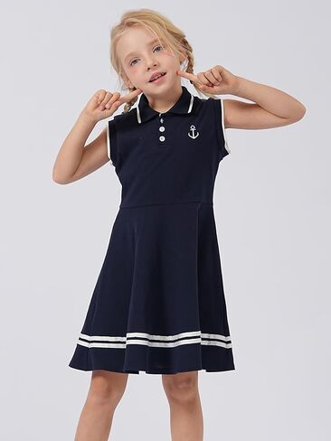 Girl's Sleeveless Dress Sport Polo Dress Cute Pattern Casual Outfits Sundress for Kids 2-7 in Saudi Arabia