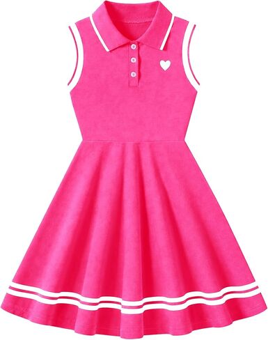Girl's Sleeveless Dress Sport Polo Dress Cute Pattern Casual Outfits Sundress for Kids 2-7 in Saudi Arabia