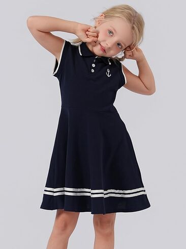 Girl's Sleeveless Dress Sport Polo Dress Cute Pattern Casual Outfits Sundress for Kids 2-7 in Saudi Arabia