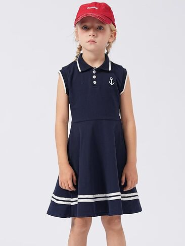 Girl's Sleeveless Dress Sport Polo Dress Cute Pattern Casual Outfits Sundress for Kids 2-7 in Saudi Arabia