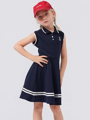 Girl's Sleeveless Dress Sport Polo Dress Cute Pattern Casual Outfits Sundress for Kids 2-7 in Saudi Arabia
