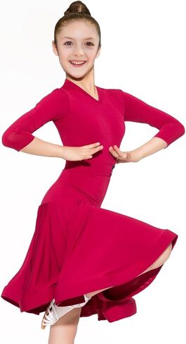 فستان SCGGINTTANZ GD3137 للأطفال في قاعة الرقص اللاتينية احترافي على شكل حرف V وياقة على شكل حرف V مناسب للسباق/التدريب للفتيات in Kuwait