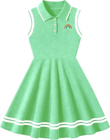 Girl's Sleeveless Dress Sport Polo Dress Cute Pattern Casual Outfits Sundress for Kids 2-7 in Saudi Arabia