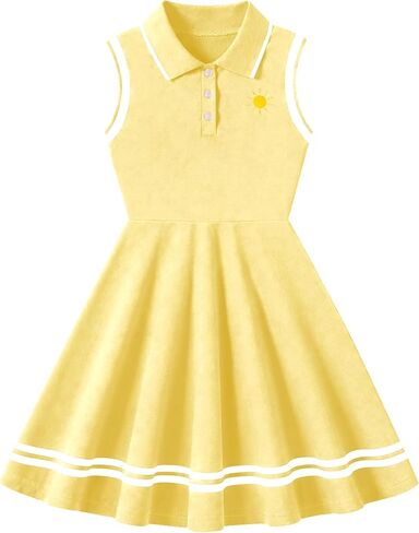 Girl's Sleeveless Dress Sport Polo Dress Cute Pattern Casual Outfits Sundress for Kids 2-7 in Saudi Arabia