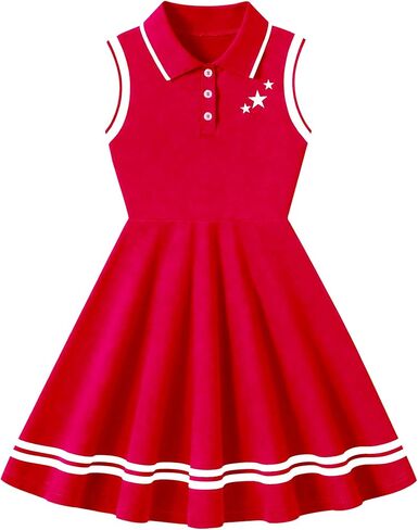 Girl's Sleeveless Dress Sport Polo Dress Cute Pattern Casual Outfits Sundress for Kids 2-7 in Saudi Arabia