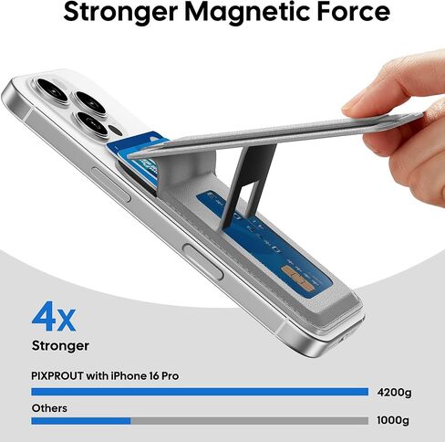 For MagSafe wallet stand with Grip, Magnetic Phone Wallet, Magnetic wallets for iPhone 17/16/15/14/13/12 series, Only 1-2 cards, carbon fiber card holder, RFID Blocking, Grey in Saudi Arabia