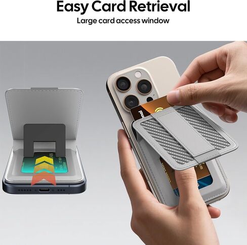 For MagSafe wallet stand with Grip, Magnetic Phone Wallet, Magnetic wallets for iPhone 17/16/15/14/13/12 series, Only 1-2 cards, carbon fiber card holder, RFID Blocking, Grey in Saudi Arabia