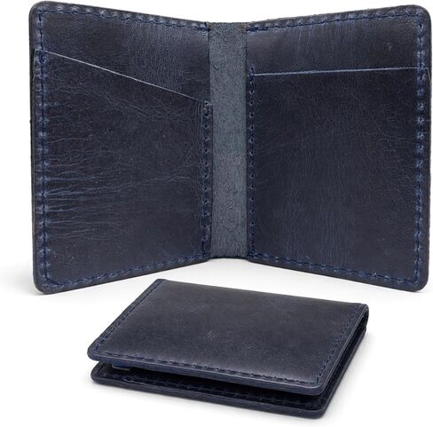 Black Leather Bi-Fold Wallet - Slim Credit Card Case Holder and Cash Organizer Wallet, Stylish Bi Fold Wallet with Leather Card Holder for Men & Women, Credit Card Organizer for Daily Use in Kuwait
