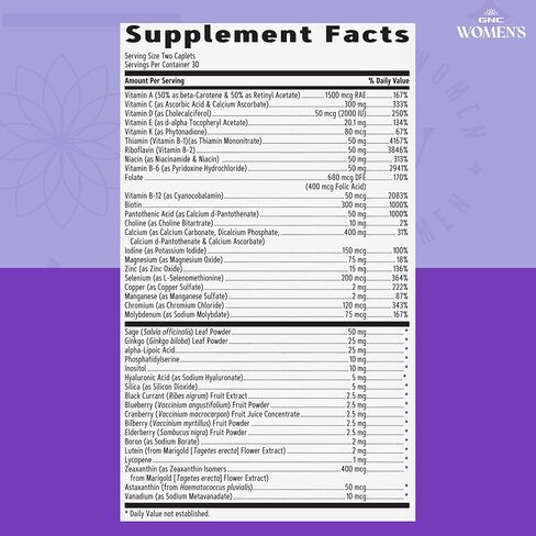 GNC Women's 50 Plus Multivitamin - Women's Multivitamin for Complete Nutrition - Clinically-Backed Dietary Supplement - High-Potency - Monthly Vitamin Supply - 60 Count (30 Servings) in Saudi Arabia