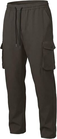 Men's Lightweight Cargo Pants Elastic Drawstring Casual Relaxed Fit Tapered Pants Multi Pockets S-3XL in Saudi Arabia