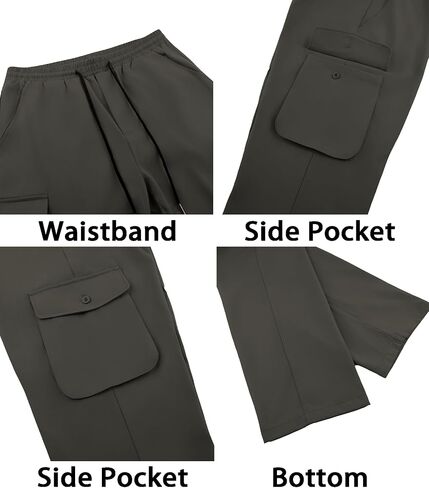 Men's Lightweight Cargo Pants Elastic Drawstring Casual Relaxed Fit Tapered Pants Multi Pockets S-3XL in Saudi Arabia
