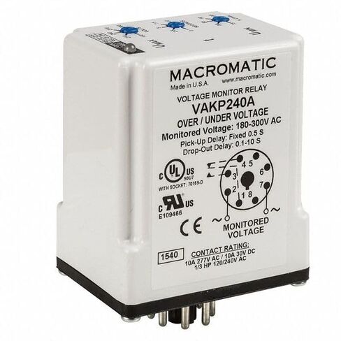 Macromatic VAKP240A Voltage Monitor Relay, 240Vc, Plug-In in Kuwait