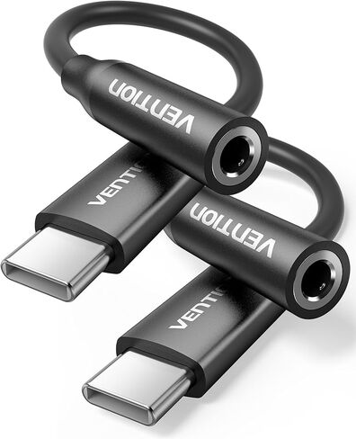 VENTION USB-C Headphone Adapter with Built-in DAC Chip，USB-C to 3.5mm Headphone Jack for Wired Audio，Plug and Play Aux to USB C Headphone Dongles，Compatible with iPhone 15/16/17 Series (2 Pack) in Saudi Arabia