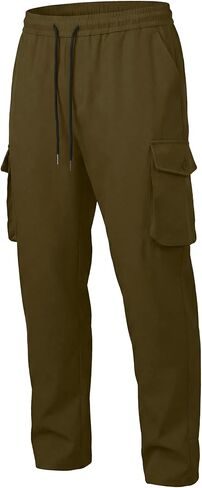 Men's Lightweight Cargo Pants Elastic Drawstring Casual Relaxed Fit Tapered Pants Multi Pockets S-3XL in Saudi Arabia