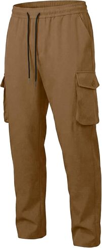 Men's Lightweight Cargo Pants Elastic Drawstring Casual Relaxed Fit Tapered Pants Multi Pockets S-3XL in Saudi Arabia