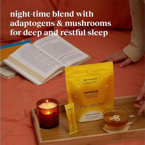 Moment Sleep Tea (Shark Tank) | Vanilla Chamomile | Melatonin Alternative | 0 Sugar | Low Calorie | 0 Caffeine | Mushroom Drink | Adaptogens, Reishi, GABA, Magnesium, Chamomile | Keto | 15 Servings in Saudi Arabia