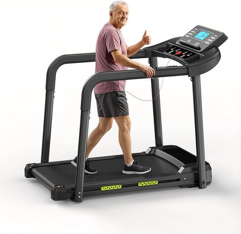 Walking Treadmill for Seniors, Treadmills for Home with Long Handles for Balance, Joint-Friendly Shock Absorption, Smart APP & Heart Rate Monitor, Ideal for Elderly Rehab & Family Workouts in Kuwait