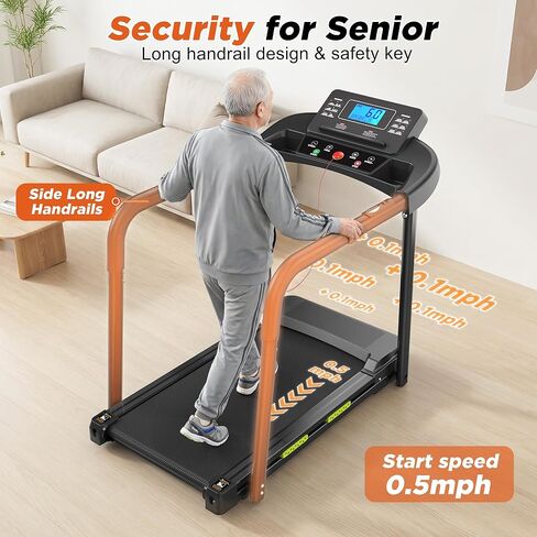 Walking Treadmill for Seniors, Treadmills for Home with Long Handles for Balance, Joint-Friendly Shock Absorption, Smart APP & Heart Rate Monitor, Ideal for Elderly Rehab & Family Workouts in Kuwait
