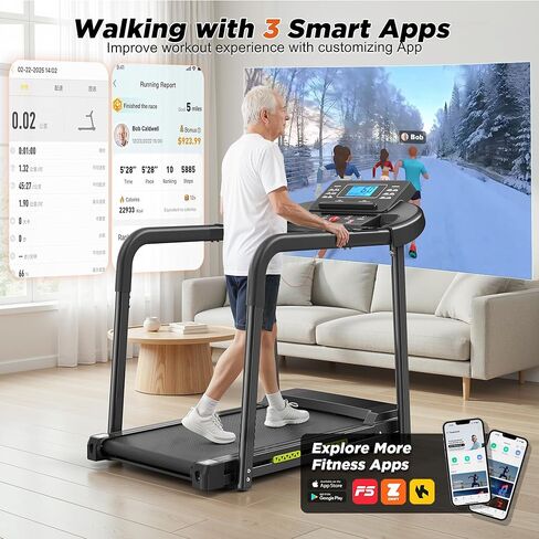 Walking Treadmill for Seniors, Treadmills for Home with Long Handles for Balance, Joint-Friendly Shock Absorption, Smart APP & Heart Rate Monitor, Ideal for Elderly Rehab & Family Workouts in Kuwait