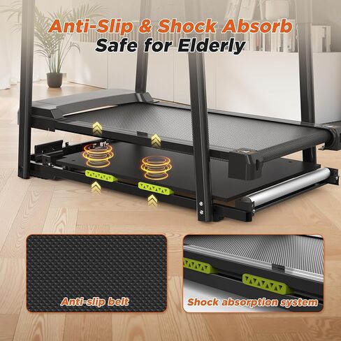 Walking Treadmill for Seniors, Treadmills for Home with Long Handles for Balance, Joint-Friendly Shock Absorption, Smart APP & Heart Rate Monitor, Ideal for Elderly Rehab & Family Workouts in Kuwait