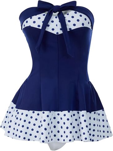 daizbella Women One Piece Swimsuits 50's Vintage Retro Navy Blue Tummy Control Bathing Suit in Saudi Arabia