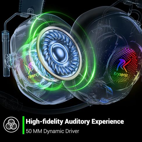 سماعة ألعاب لاسلكية مع ميكروفون لإلغاء الضوضاء للكمبيوتر الشخصي، PS5، PS4، Switch، Mac، سماعات رأس لاسلكية 2.4 جيجا هرتز وبلوتوث 5.4 للألعاب، إضاءة RGB رائعة، بطارية 50 ساعة، برامج تشغيل 50 مم (أسود) in Kuwait