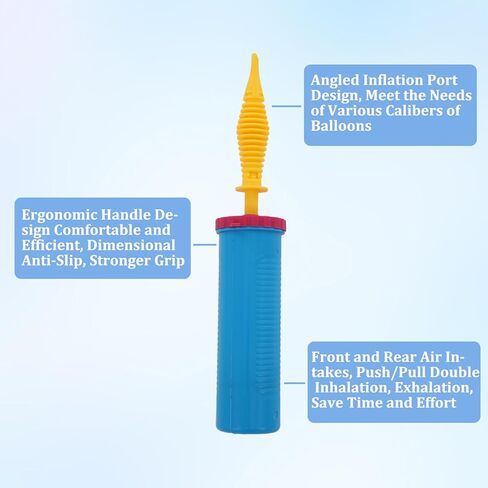 Balloon Pump Hand 3pcs Two-Way Dual Action -Balloon Hand Pump Manual Air Blower for Balloons for Latex, Aluminum Foil Balloons, Swimming Rings and Inflatable Mattresses (Blue Pink/1.9 * 10.8 Inches) in Kuwait