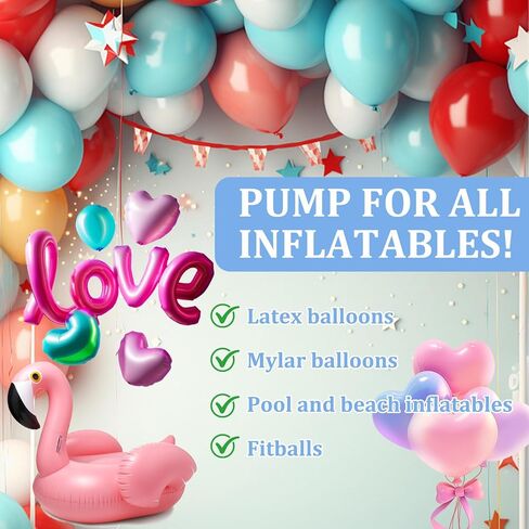 Balloon Pump Hand 3pcs Two-Way Dual Action -Balloon Hand Pump Manual Air Blower for Balloons for Latex, Aluminum Foil Balloons, Swimming Rings and Inflatable Mattresses (Blue Pink/1.9 * 10.8 Inches) in Kuwait