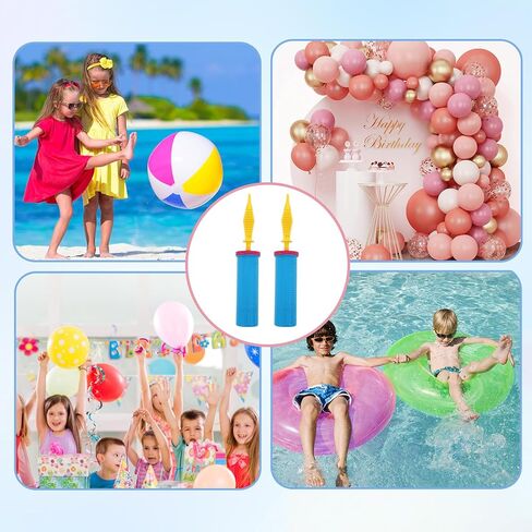 Balloon Pump Hand 3pcs Two-Way Dual Action -Balloon Hand Pump Manual Air Blower for Balloons for Latex, Aluminum Foil Balloons, Swimming Rings and Inflatable Mattresses (Blue Pink/1.9 * 10.8 Inches) in Kuwait