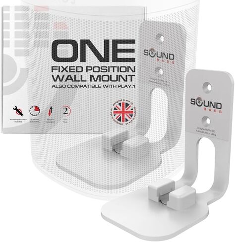 Sound Bass ONE، ONE Gen 2، ONE SL & Play: 1 دعامة تثبيت على الحائط، حزمة مزدوجة [قطعتان]، أسود، متوافق مع Sonos ONE، ONE Gen 2، ONE SL & PLAY1 مكبر صوت in Kuwait