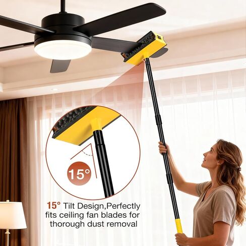 Ceiling Fan Cleaner Duster with Extension Pole, Fan Blade Cleaner Microfiber Cleaning Tool with Reusable Chenille Mop Head for High Ceiling Fan Blade Blinds Cobweb in Kuwait