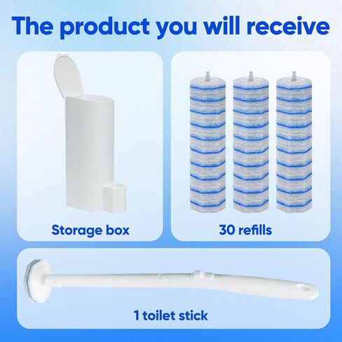 Disposable Toilet Brush and Holder Set, with 30 PCS Toilet Wand refills for Clorox. in Kuwait