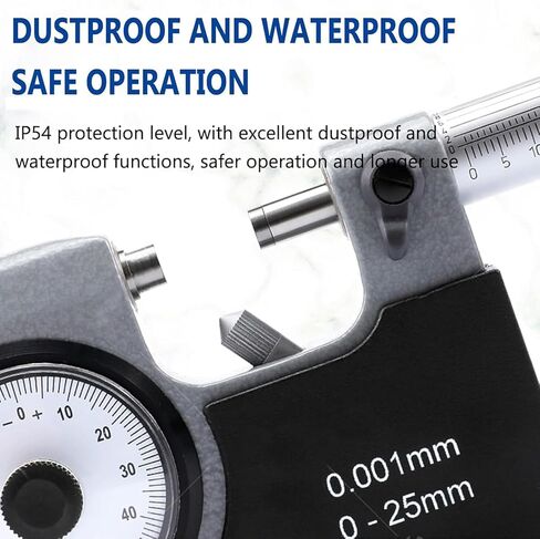 Leverage Micrometer, High-Precision Measuring Instrument, Resolution: 0.001mm, Measuring Range 0-25mm, Accuracy: 0.003mm Stable and Durable, for Precision Hardware, Mold Processing in Kuwait