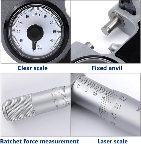 Leverage Micrometer, High-Precision Measuring Instrument, Resolution: 0.001mm, Measuring Range 0-25mm, Accuracy: 0.003mm Stable and Durable, for Precision Hardware, Mold Processing in Kuwait