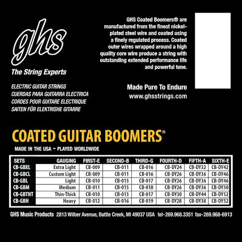 GHS Strings CB-GBCL Coated Boomers, Nickel-Plated Electric Guitar Strings, Custom Light (9-46) Set in Saudi Arabia