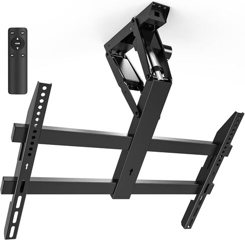 حامل تلفزيون كهربائي في السقف مع جهاز تحكم عن بعد لتلفزيونات بشاشة منحنية مسطحة مقاس 23-55 بوصة، حامل سقف قابل للطي بمحرك للسقف المسطح والمائل في الأماكن المغلقة والخارجية، دعامة تثبيت VESA منسدلة، أسود in Kuwait