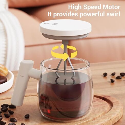 Fockety Electric Mixing Mug, Automatic Stirring Glass Cup with Efficient Magnet Stirring System for Coffee Milk Protein Powder, 400ml Capacity Rechargeable USB in Saudi Arabia