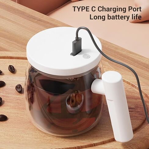 Fockety Electric Mixing Mug, Automatic Stirring Glass Cup with Efficient Magnet Stirring System for Coffee Milk Protein Powder, 400ml Capacity Rechargeable USB in Saudi Arabia