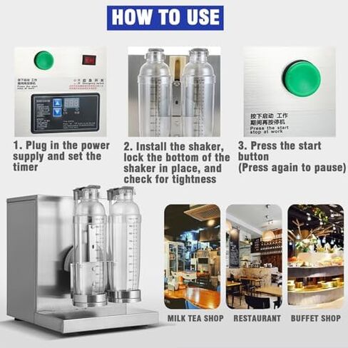 Electric Milk Tea Shaker - Double Frame Bubble Boba Shaker with 2X 700 ML PC Cups for Tea, Juice, Coffee, Wine in Saudi Arabia