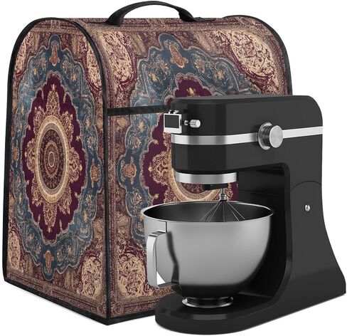 Kitchen Aid Cover for Stand Mixer Dust Cover 6/7/8 Quart Bowl Lift Dust-proof Washable Kitchen Appliance Accessories Covers with Top Handle and Pockets Water-resistant Carpet Ethnic Red in Saudi Arabia