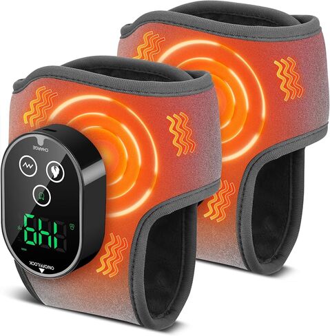 BAISEMAIN 2PCS Foot Renew Massager for Neuropathy - Ankle Heating Pad with Massage, Portable Cordless Design for Home & Travel Use, Gray in Kuwait