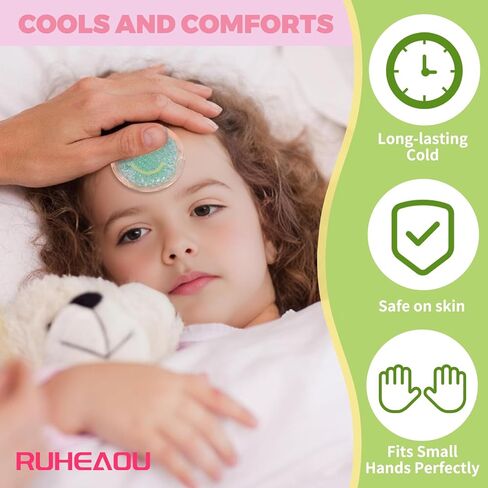 Kids Ice Pack - 8 Vibrant Colors Reusable Soft Gel Cold Compress for Children | Flexible Injury Relief for Swelling, Bumps & Bruises in Kuwait