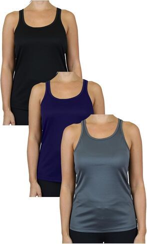 Galaxy by Harvic 3 Pack Womens Moisture Wicking Racerback Tagless Polyester Tanks Tops in Saudi Arabia